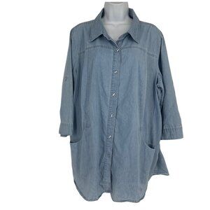 Joan Rivers Denim Boyfriend Tunic w/ Scoop Pockets Size 1X